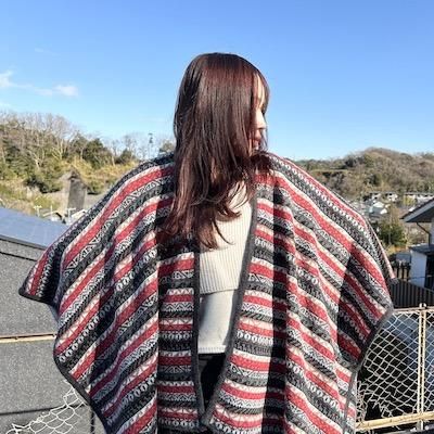 アルパカ】アルパカ模様のアルパカニットポンチョショール アルパカ】アルパカ模様のアルパカニットポンチョショール
