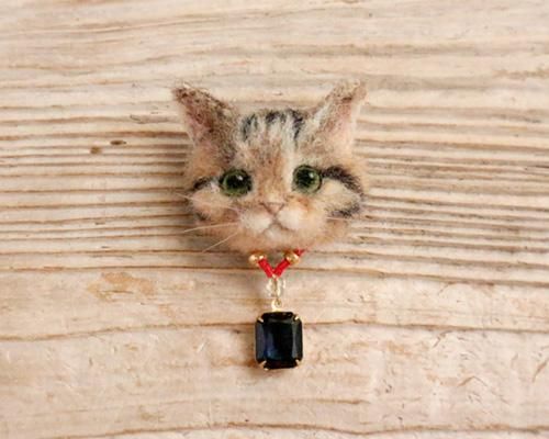 羊毛フェルト アメリカンショートヘア 猫 ブローチ キーホルダー 羊毛フェルト アメリカンショートヘア 猫 ブローチ キーホルダー