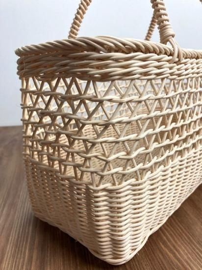 籐(ラタン)カゴバッグ/半分スケルトン(ナチュラル)