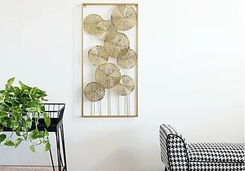 アイアンウォールアートパネル ロータス ゴールド｜デザイナーズ