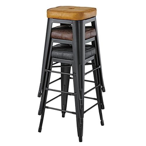 レザーウェービング座面　カウンターチェア・ハイスツール　美品　A HAGiHARA カウンターチェア 座面高58〜79cm レザー調 高さ調整