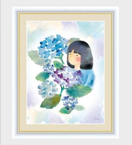 インテリアアートsaori微笑みの中のこどもたち 紫陽花と少女 デザイナーズ家具カグコレクション インテリアアートsaori微笑みの中のこどもたち 紫陽花と少女 デザイナーズ家具カグコレクション