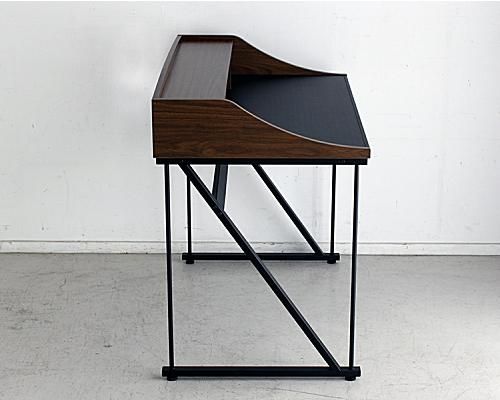 レトロ調レザー天板デスク レザーZ100(ブラウン)幅100cm|デザイナーズ