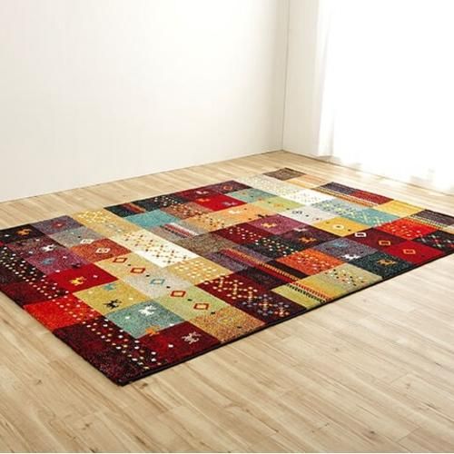 ギャッベ柄トルコ製ウィルトン織カーペット160x230cm ラグ 絨毯（454）