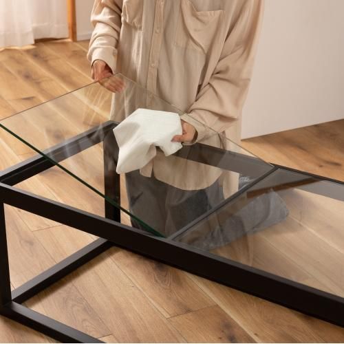 天然木フレームガラステーブル|RTO-111BK - デザイナーズ家具