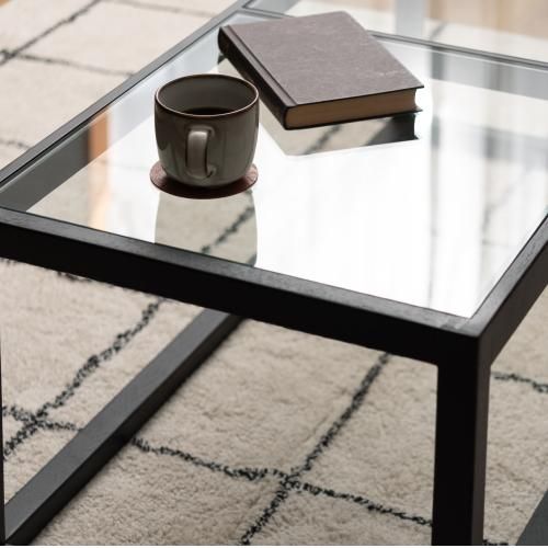 天然木フレームガラステーブル|RTO-111BK - デザイナーズ家具