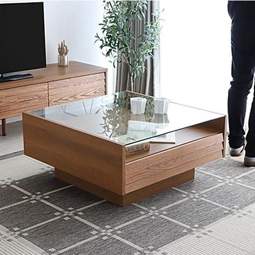 ガラストップ リガラ センターテーブルLBR/84cm|デザイン家具