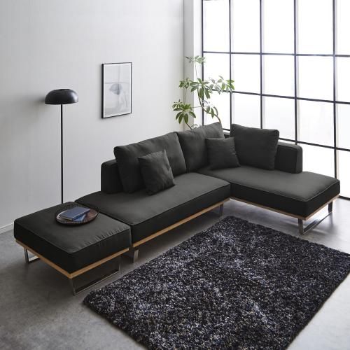 人気‼️人気のブラックソファー 帆布生地のワイドカウチソファーSO-SMK|カグコレクション