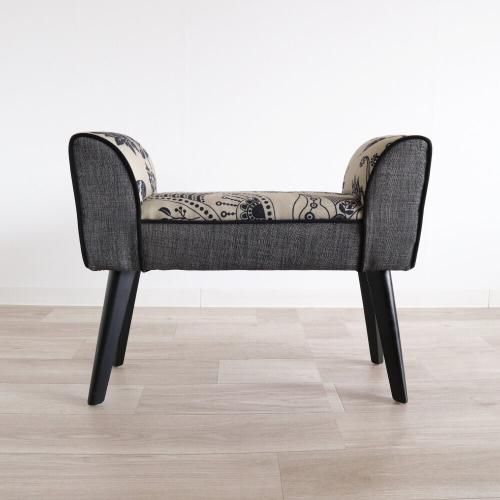 モダンテイスト スツールベンチ S/グレー＆エスニック|デザイナーズ