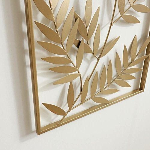 アイアンウォールアートパネル リーフ/ゴールド｜デザイナーズ