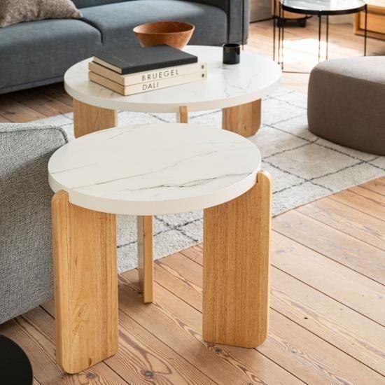 新品 送料込み サイドテーブル ラウンドテーブル 幅53cm ホワイト S ラウンドサイドテーブルS | TAP-311WH - デザイナーズ家具 リ