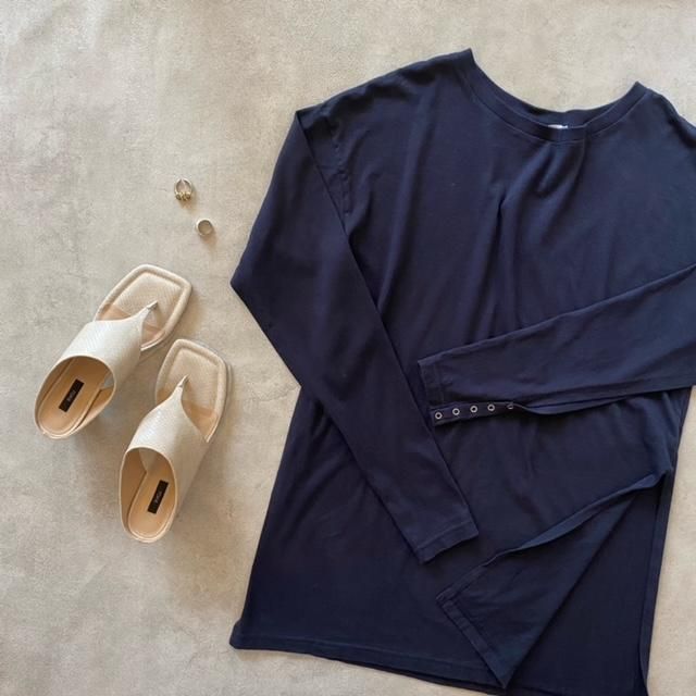 ETRE TOKYO 完売 スリットスリーブリングドットトップス ロンT 無地