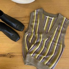 SELECT multi stripe knit vest　