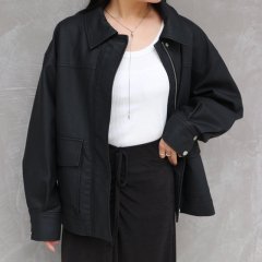 SELECT fake leather soutien collar jacket 