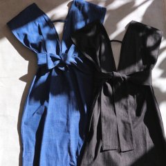 SELECT ribbon denim jumper-skirt 
