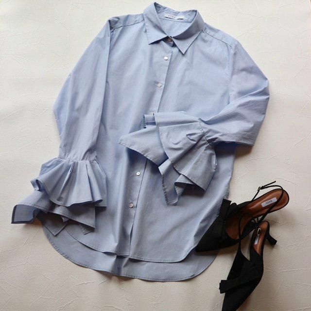 ETRE TOKYO フリルカフスシャツ　ブルー　BLUE エトレトーキョー ETRE TOKYO フリルカフスシャツ - aries mirage