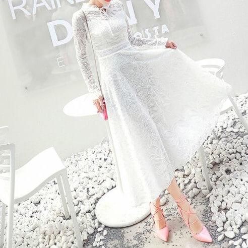 ワンピース レディース パーティドレス 代 韓国 結婚式 10代 30代 Aライン 長袖 白 マキシ丈 ロング丈 およばれ 二次会 きれいめ 無地 ラウンドネック レース パーティドレス Dress No Sato ワンピース レディース パーティドレス 代 韓国 結婚式 10代 30代 Aライン 長袖 白 マキシ丈 ロング丈 およばれ 二次会 きれいめ 無地 ラウンドネック レース パーティドレス Dress No Sato
