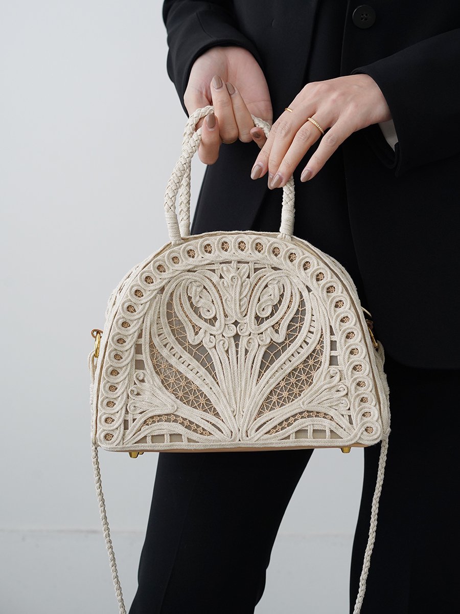 MameKurogouchi Cording Embroidery Demi Lune Handbag