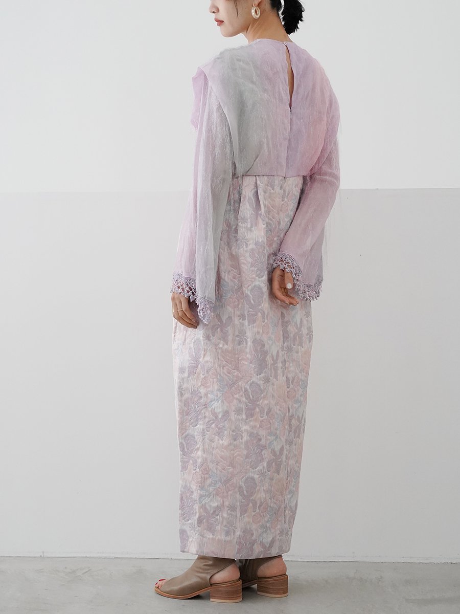 Mame Kurogouchi Hazy Floral Jacquard Asymmetrical Draped Dress