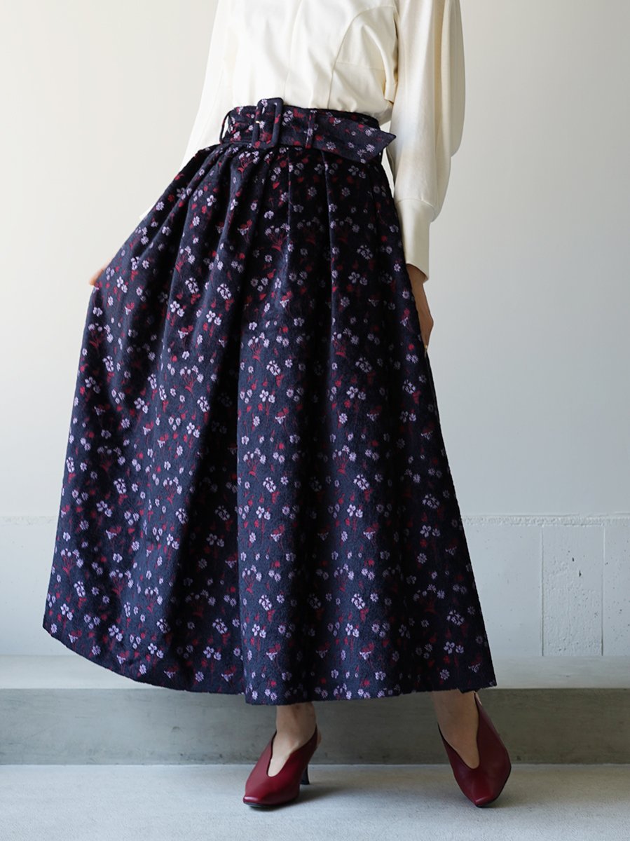 Mame Kurogouchi Floral Jacquard Flared Skirt