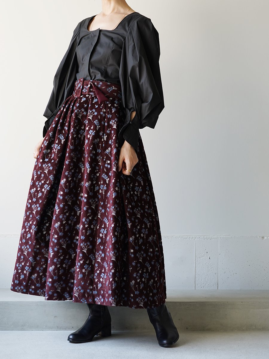 Mame Kurogouchi Floral Jacquard Flared Skirt