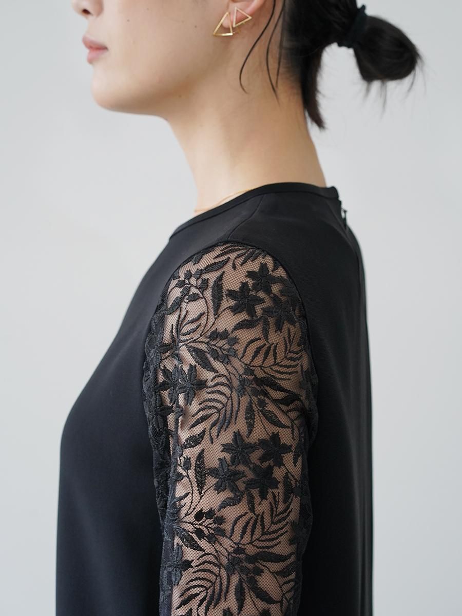 mame kurogouchi FLORAL LACE SLEEVE DRESS braziliancar.com.br