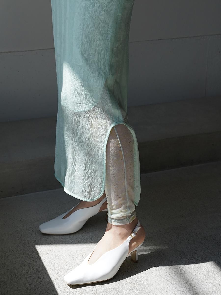 Mame Kurogouchi Marble Printed Plaid Sheer Leggings - Altamira