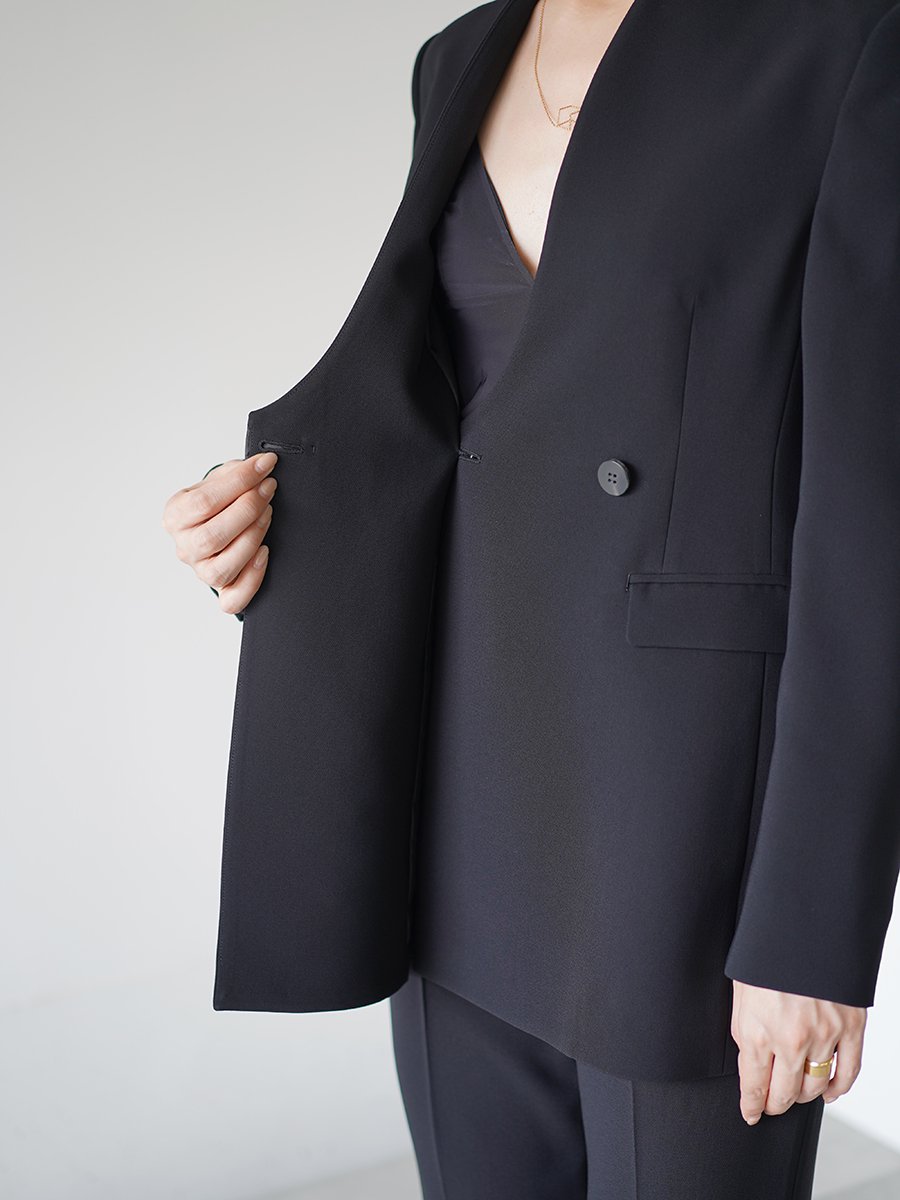 Mame Kurogouchi Collarless Double Breasted Suit Jacket - Altamira