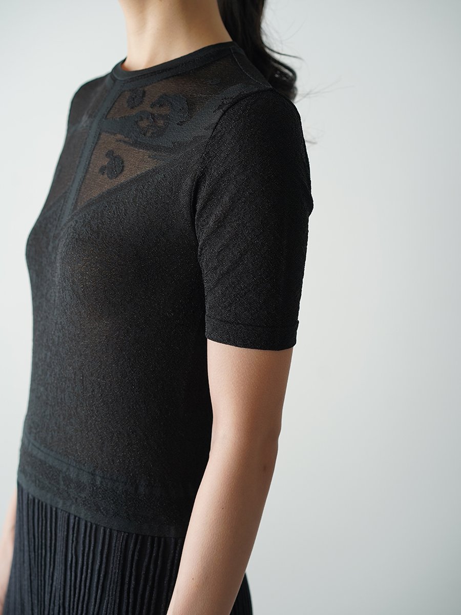 Mame Kurogouchi Landscape Graphic Sheer Knitted Dress - Altamira