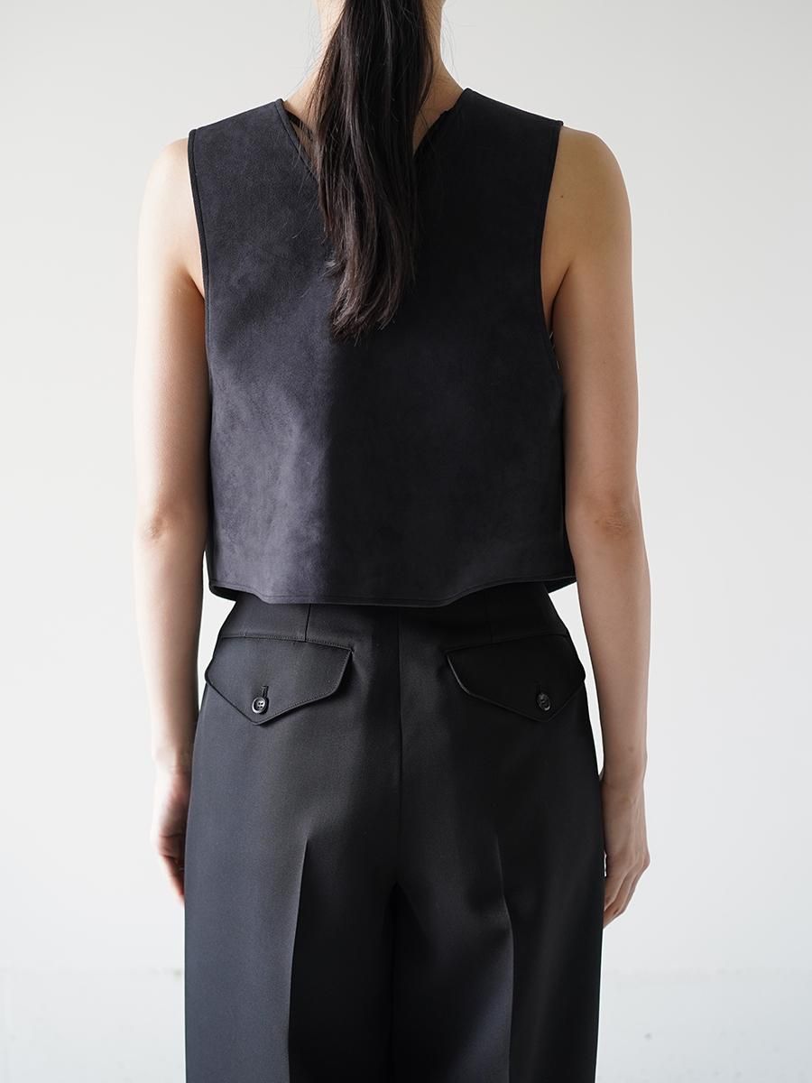 THE RERACS◆V NECK POCKET VEST/ベスト/36/ポリエステル/BLK/24SS-REBL-426L-ESP-J THE RERACS(ザ・リラクス)｜バックVネックベスト/ブラック の