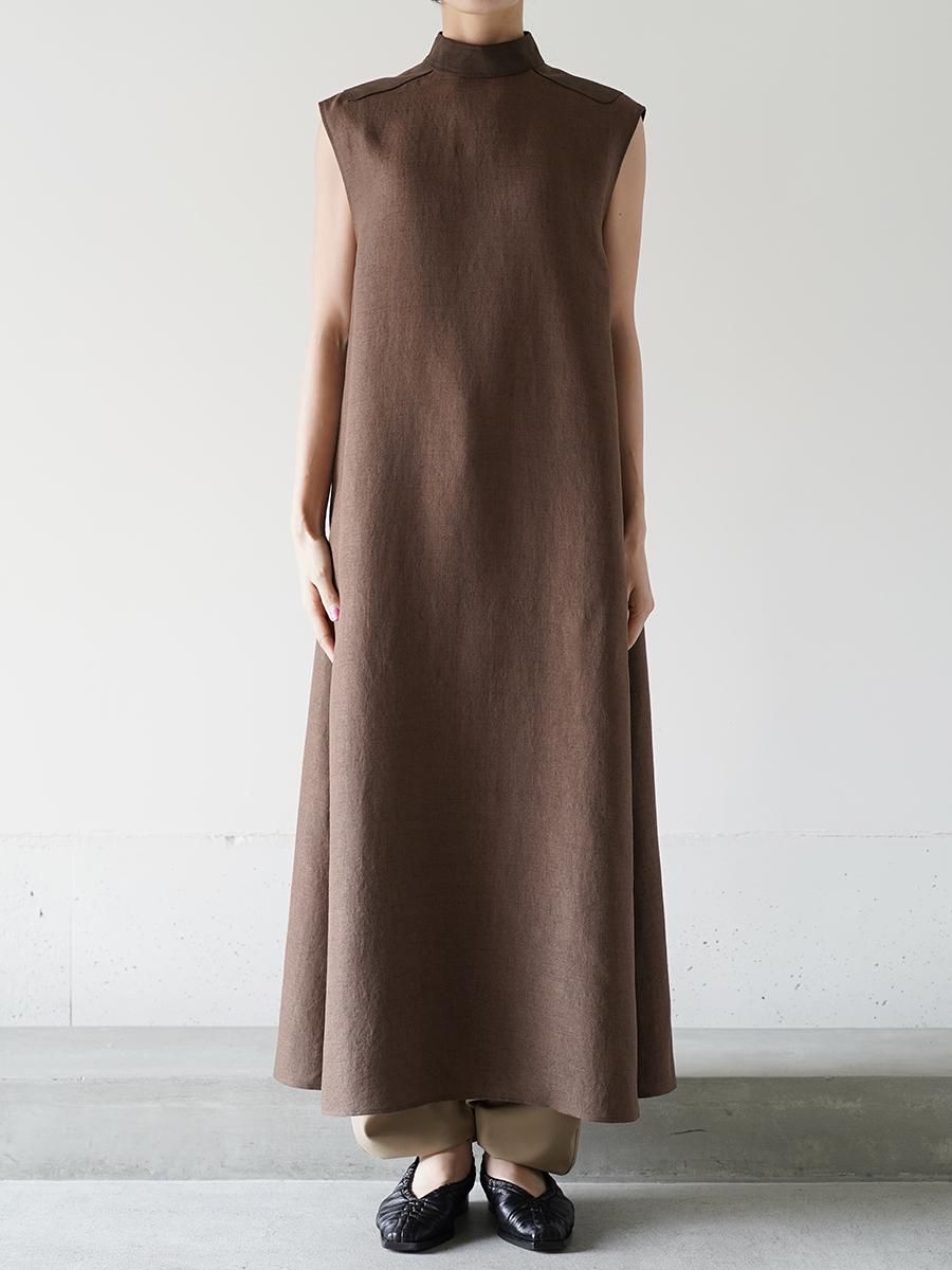 THE RERACS STANDCOLLAR BACKZIP SLEEVELESS DRESS - Altamira