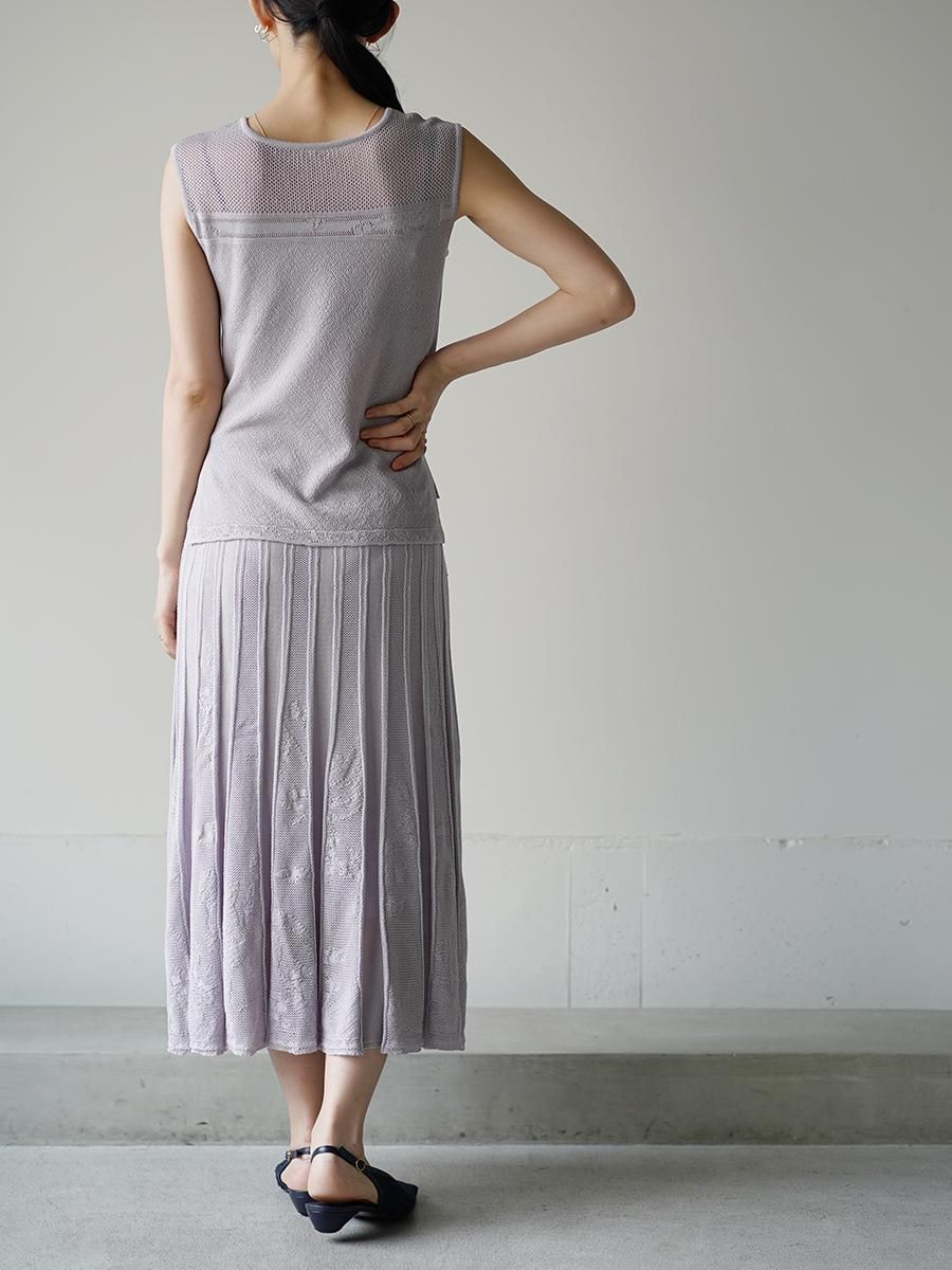 Mame Kurogouchi Watermark Pattern Sleeveless Knitted Top