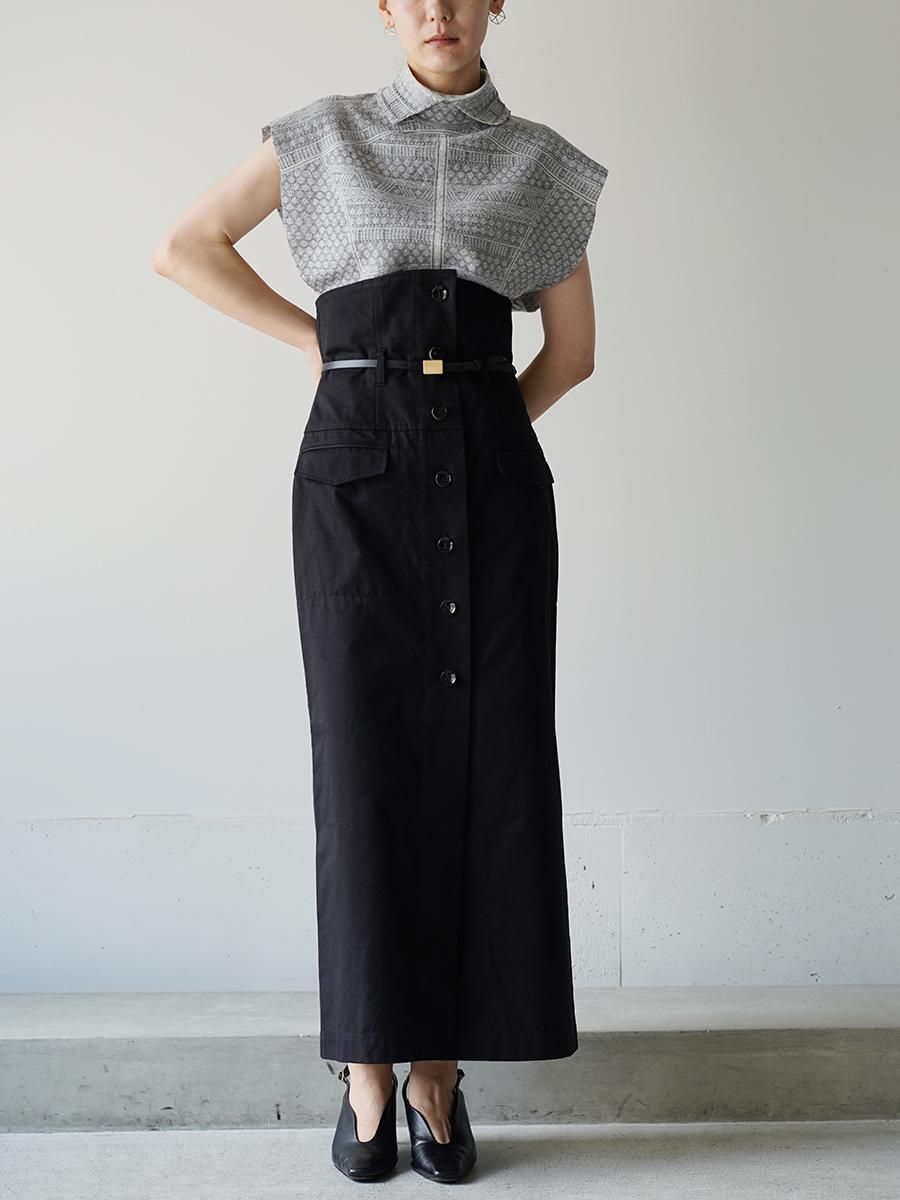 Mame Kurogouchi Organic Cotton Twill Fold-Over Waisted Skirt Mame Kurogouchi Organic Cotton Twill Fold-Over Waisted Skirt
