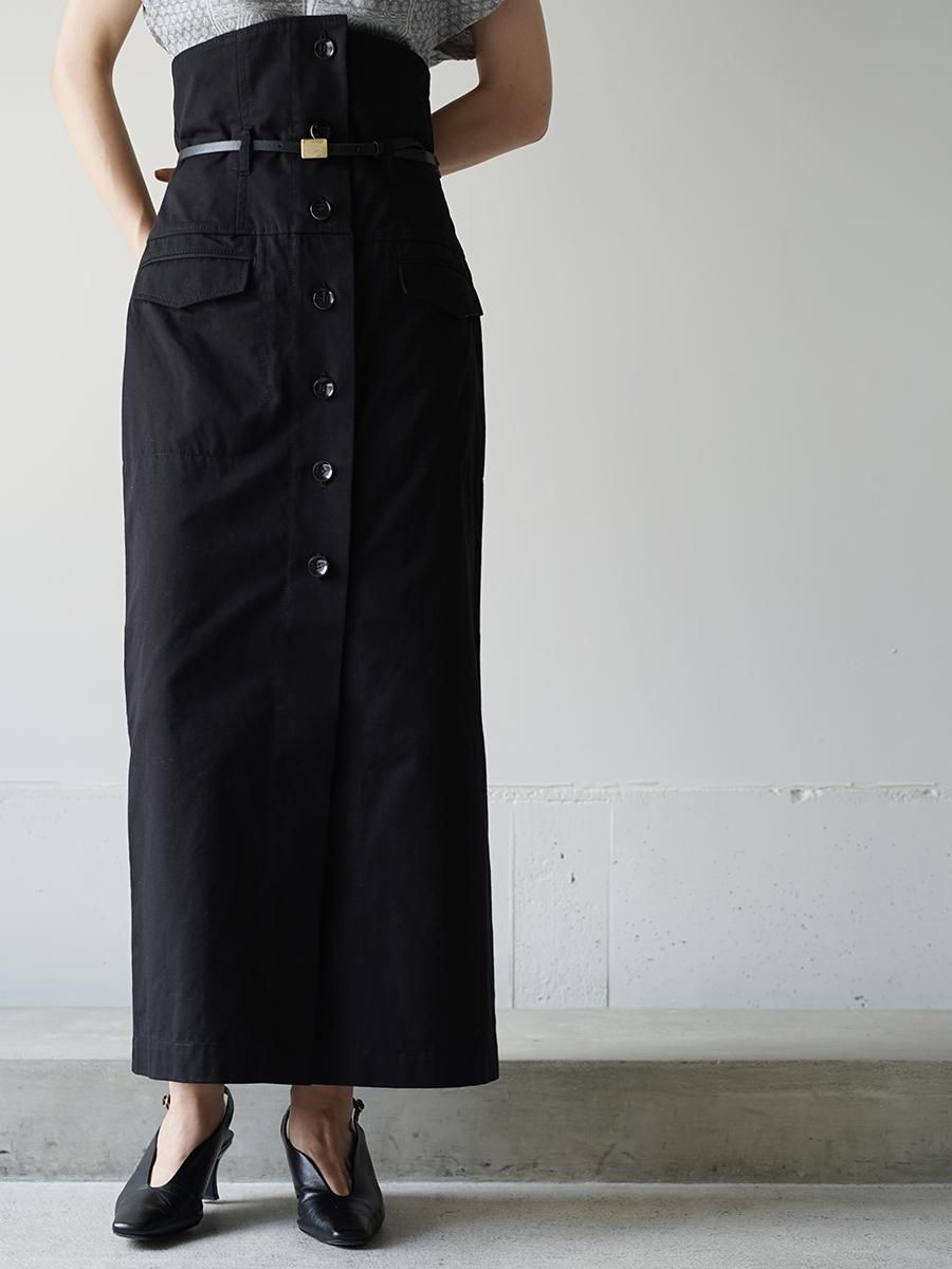 Mame Kurogouchi Organic Cotton Twill Fold-Over Waisted Skirt Mame Kurogouchi Organic Cotton Twill Fold-Over Waisted Skirt