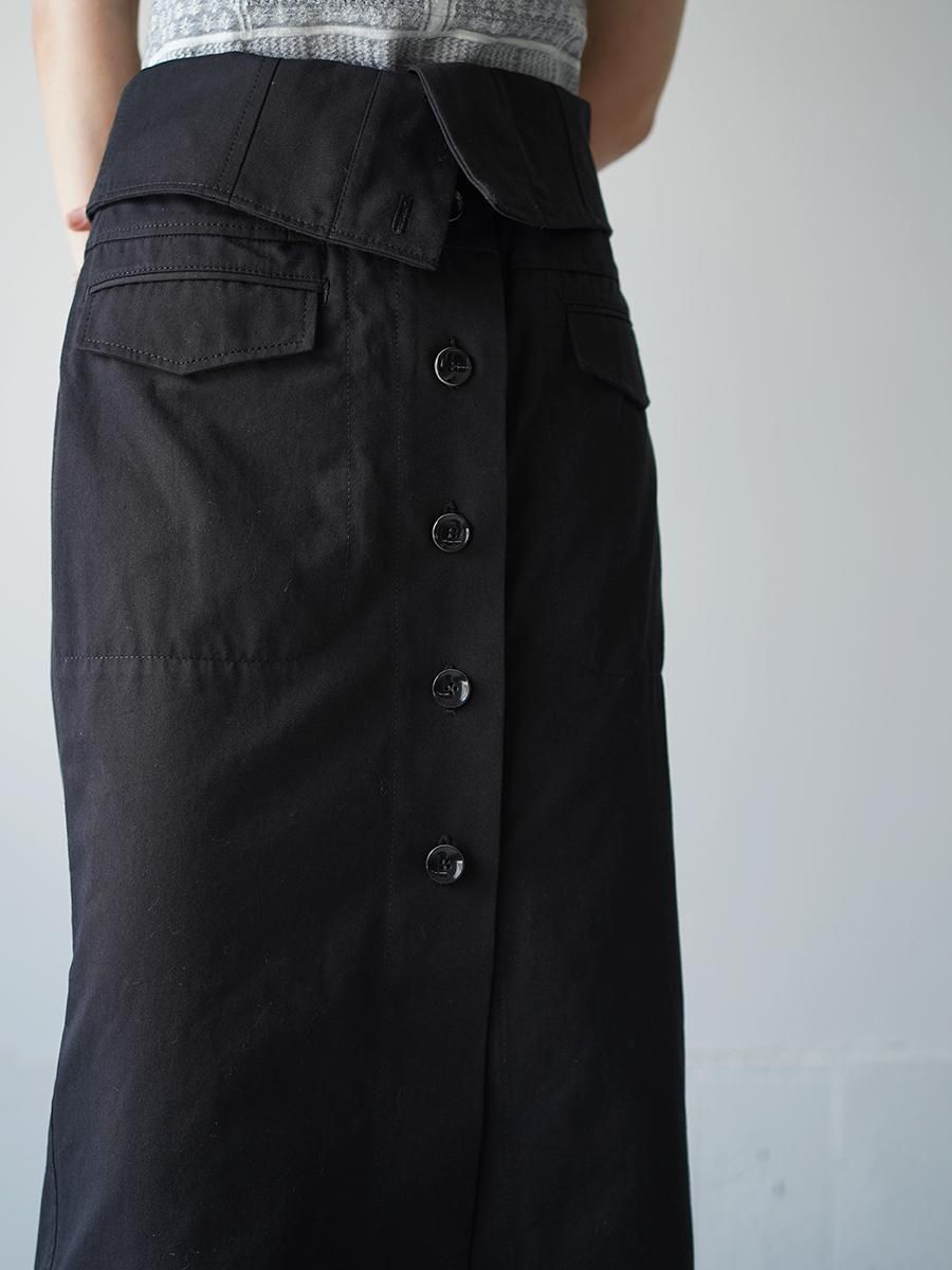 Mame Kurogouchi Organic Cotton Twill Fold-Over Waisted Skirt Mame Kurogouchi Organic Cotton Twill Fold-Over Waisted Skirt