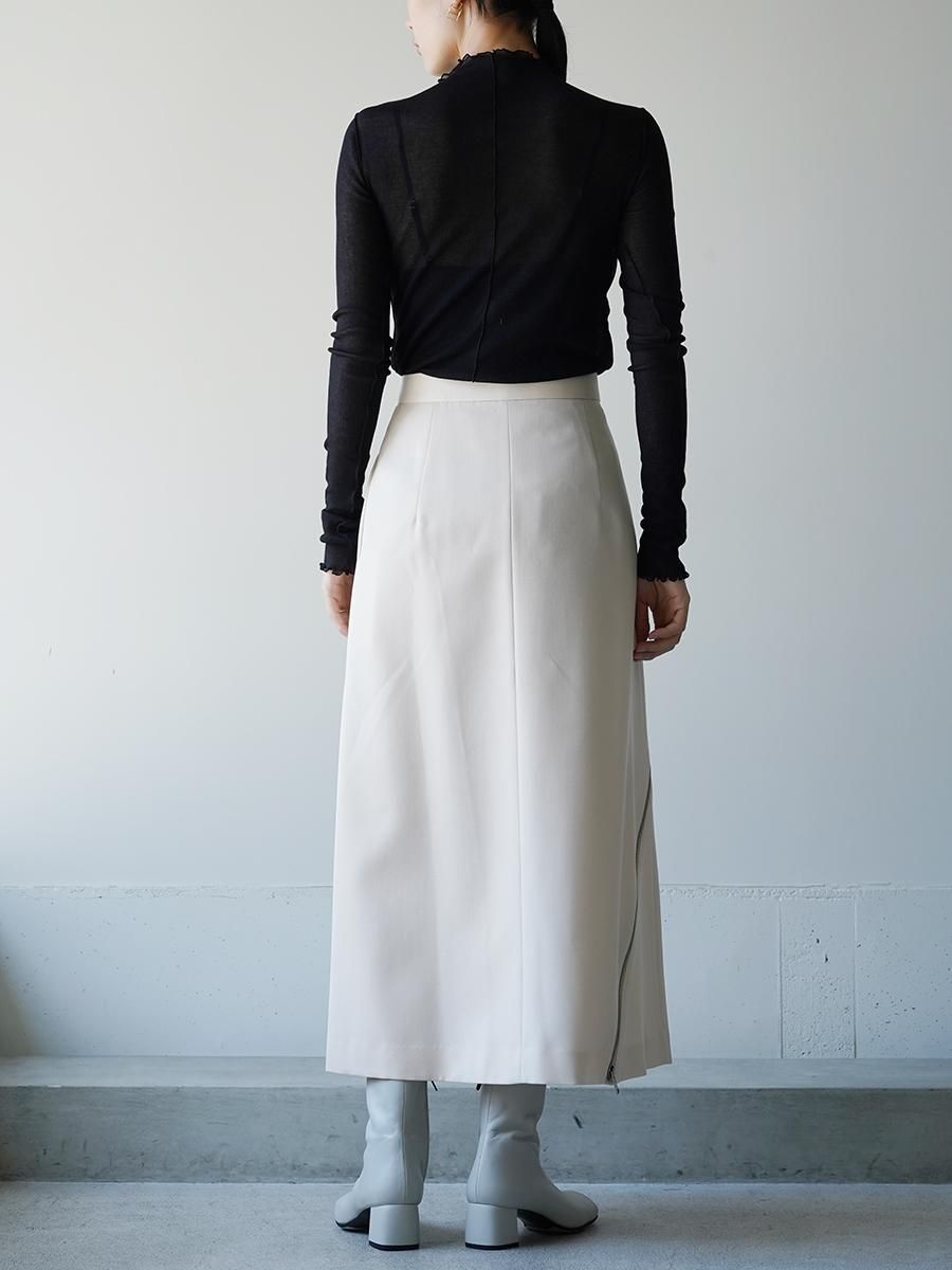 美品　PHOTOCOPIEU 高級　ウールシルク　ロングスカート　総柄　38 ZIP-DETAIL LONG SKIRT PHOTOCOPIEU フォトコピュー