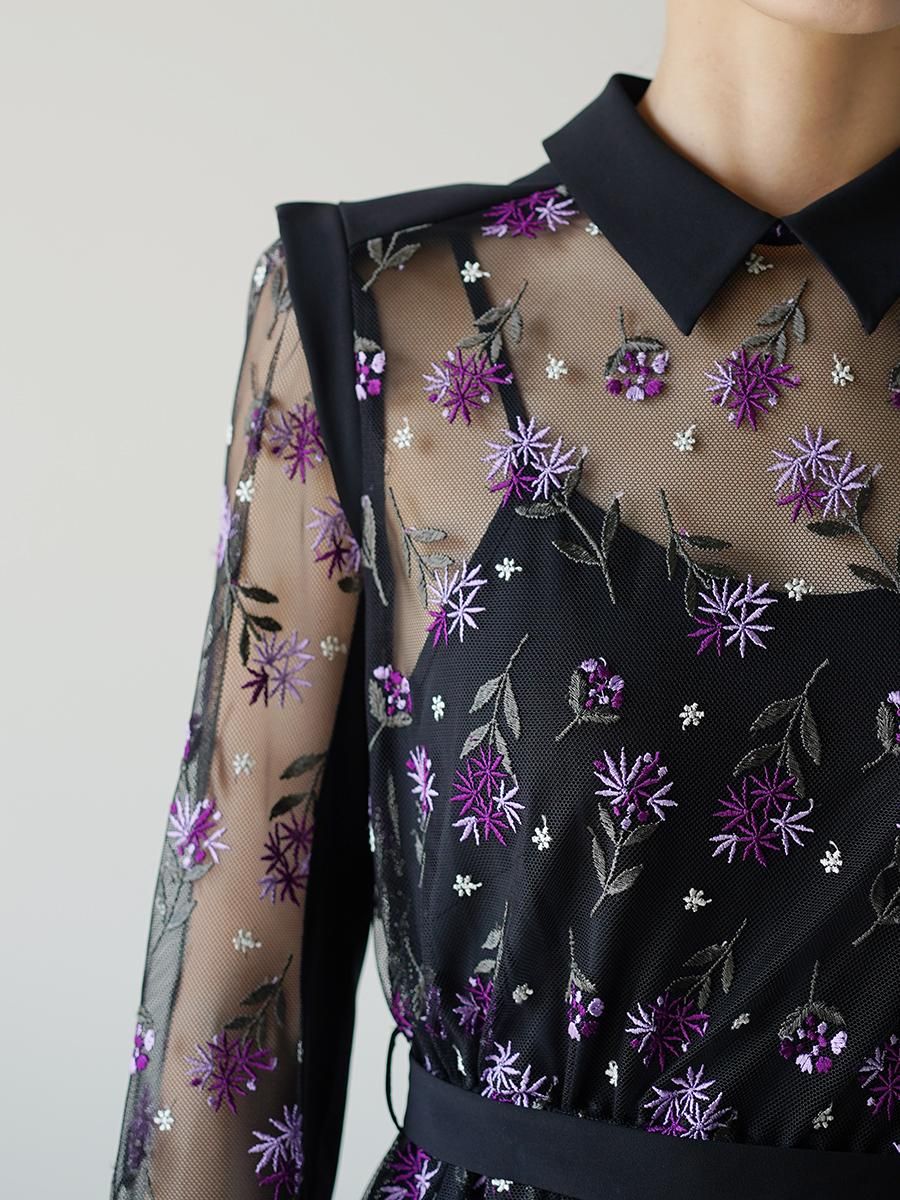 ファッションなデザイン LOKITHO Flower Embroidery Long Dress - Altamira ワンピース