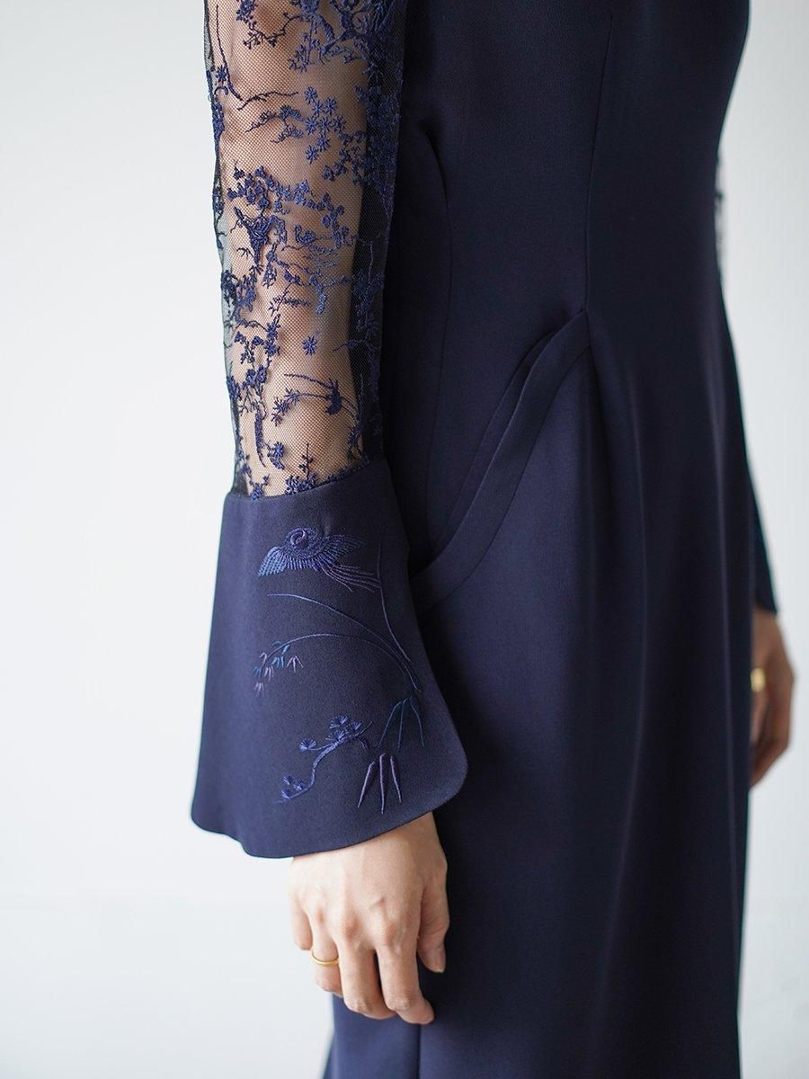Mame Kurogouchi Acetate Polyester Floral Lace-Sleeve Dress Mame Kurogouchi Acetate Polyester Floral Lace-Sleeve Dress