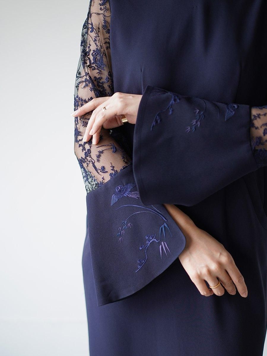 Mame Kurogouchi Acetate Polyester Floral Lace-Sleeve Dress Mame Kurogouchi Acetate Polyester Floral Lace-Sleeve Dress