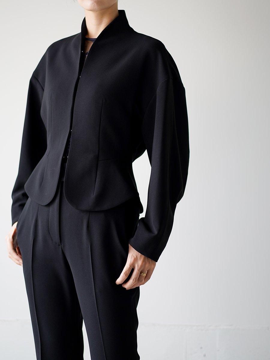 Mame Kurogouchi Acetate Polyester Collarless Short Jacket Mame Kurogouchi Acetate Polyester Collarless Short Jacket