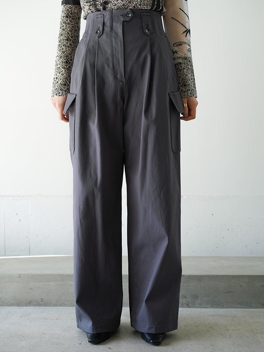 Mame Kurogouchi Organic Cotton Twill High Waisted Wide Mame Kurogouchi Organic Cotton Twill High Waisted Wide