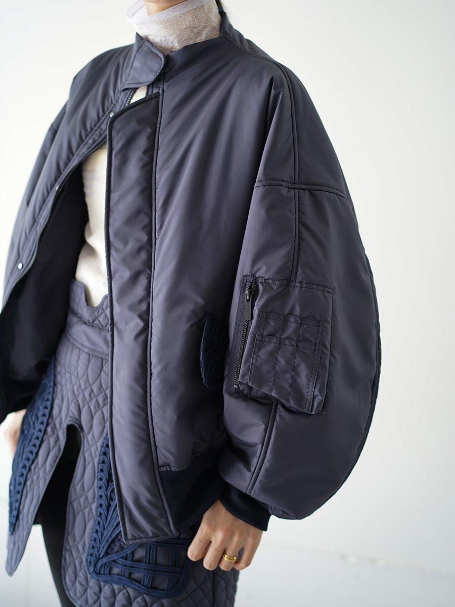 Mame Kurogouchi Cording Embroidery Collarless Flight Jacket Mame Kurogouchi Cording Embroidery Collarless Flight Jacket