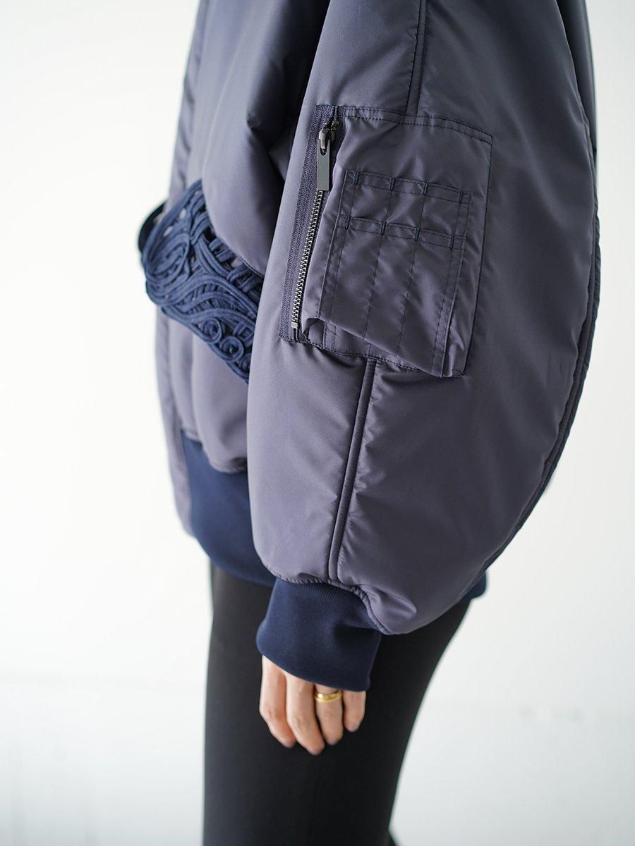 Mame Kurogouchi Cording Embroidery Collarless Flight Jacket Mame Kurogouchi Cording Embroidery Collarless Flight Jacket