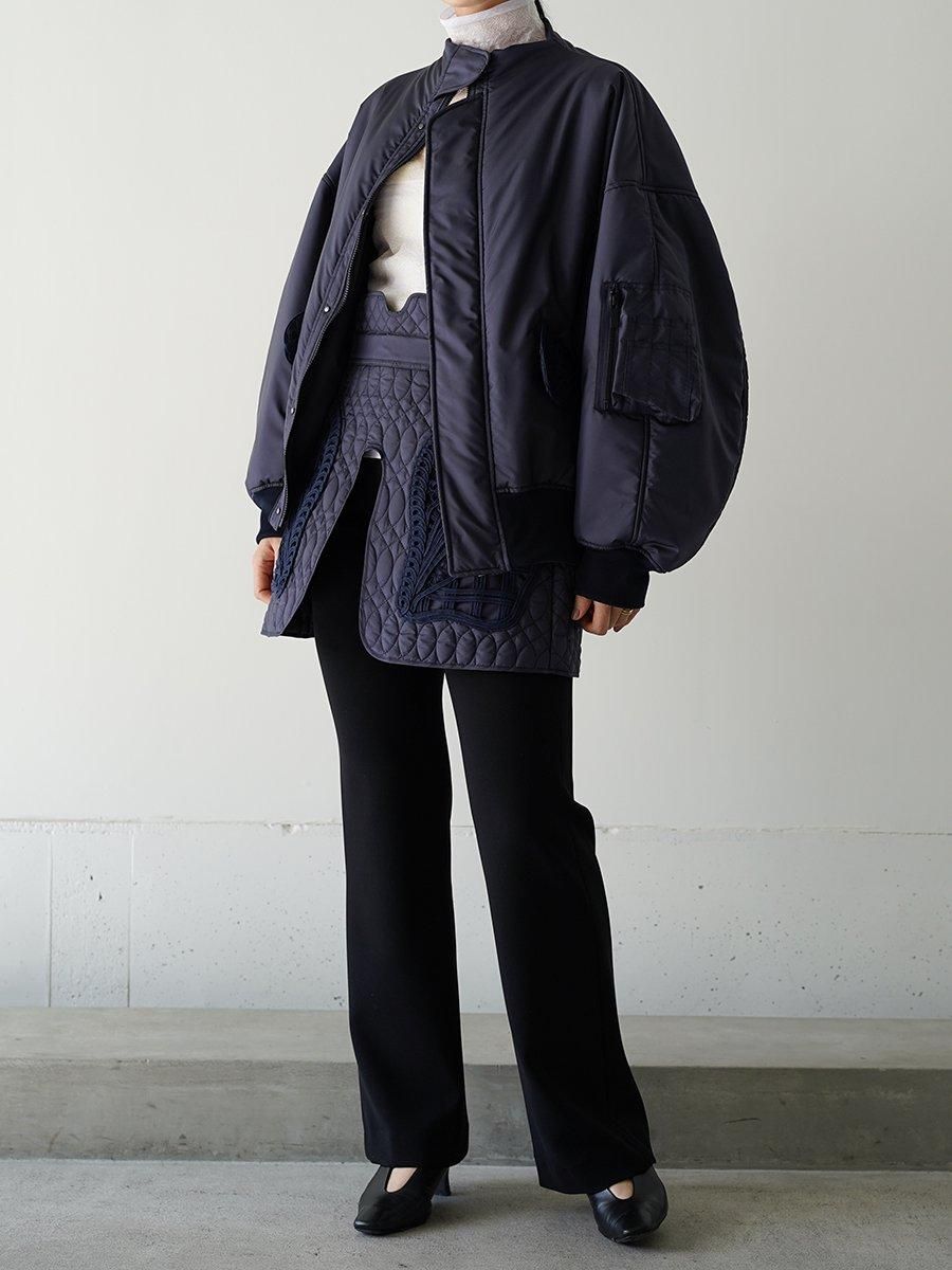 Mame Kurogouchi Cording Embroidery Collarless Flight Jacket Mame Kurogouchi Cording Embroidery Collarless Flight Jacket