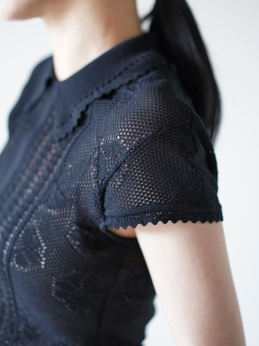 Mame Kurogouchi Lace Stripe Knitted Top - Altamira Mame Kurogouchi Lace Stripe Knitted Top - Altamira