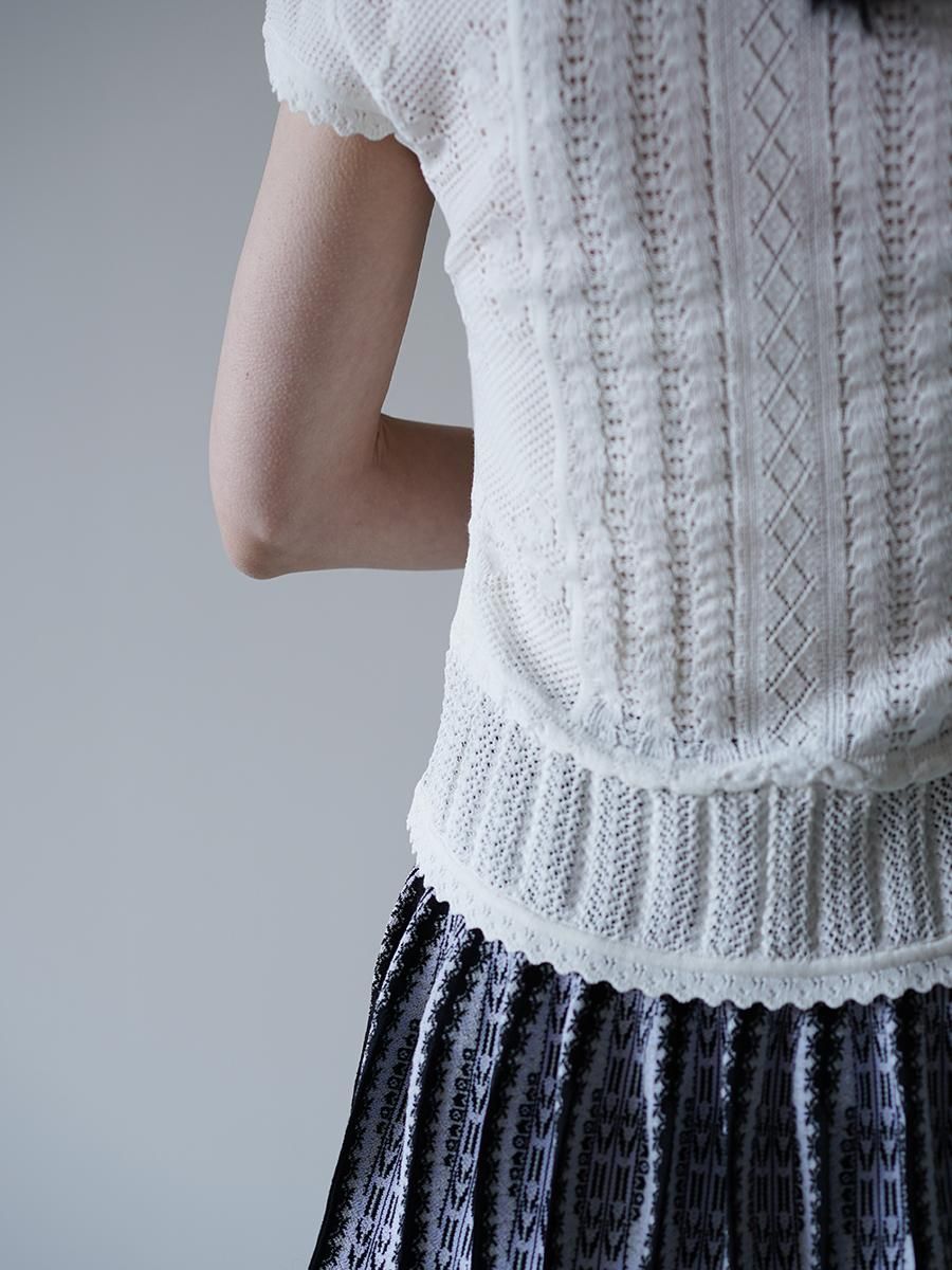 Mame Kurogouchi Lace Stripe Knitted Top - Altamira Mame Kurogouchi Lace Stripe Knitted Top - Altamira