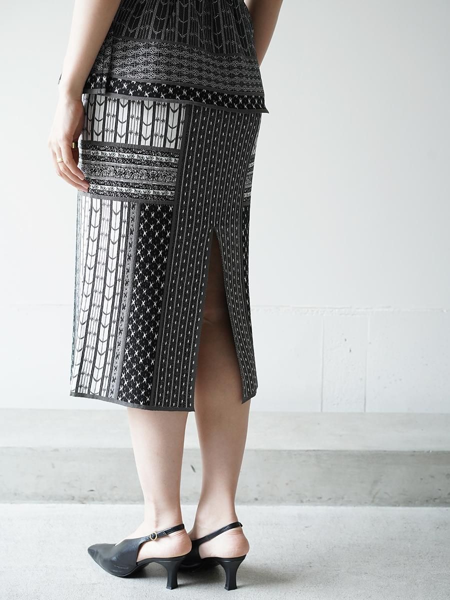 Mame Kurogouchi Geometric Pattern Knitted Dress - Altamira