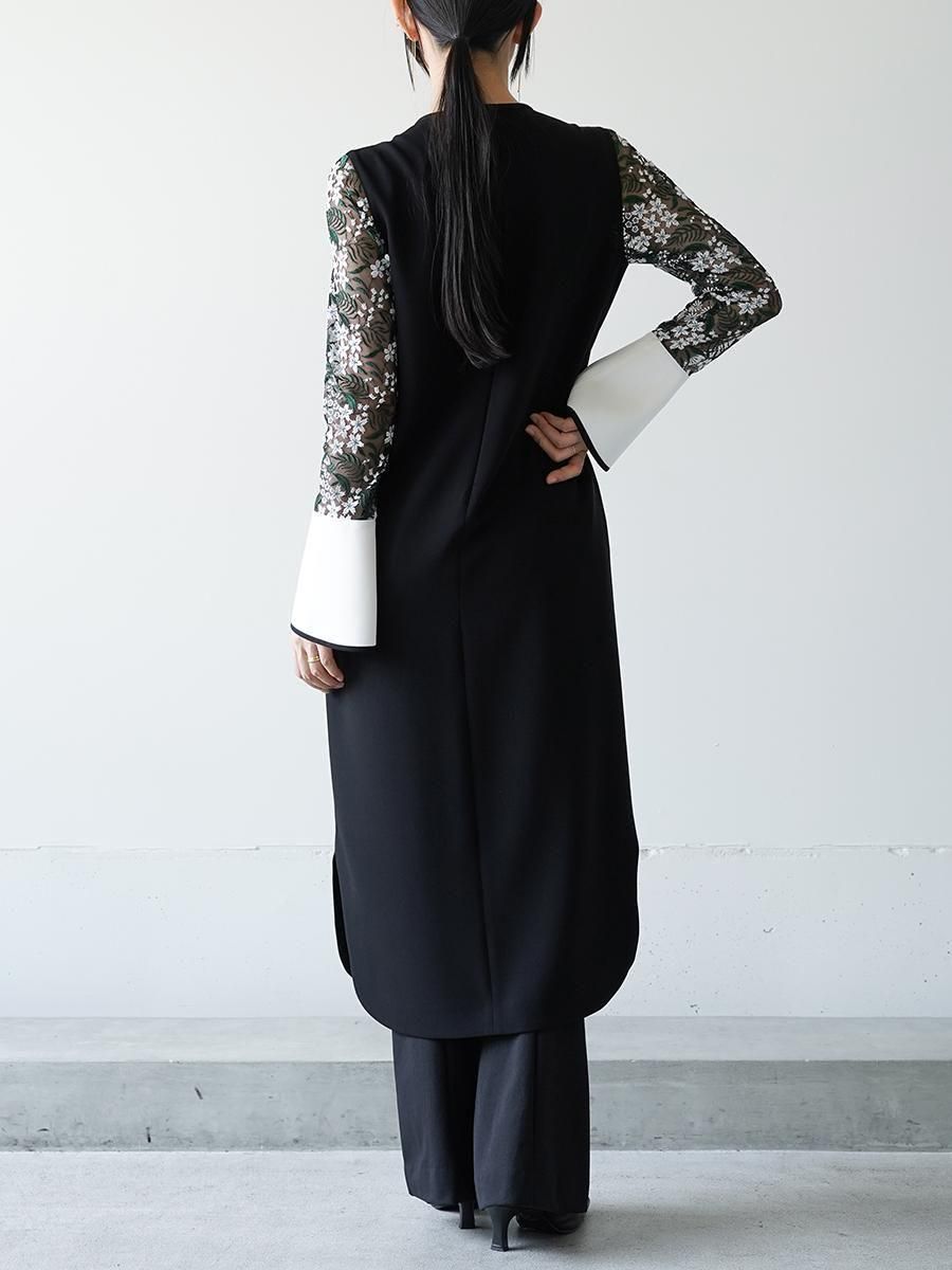 Mame Kurogouchi Floral Lace-Sleeve Classic Dress - Altamira