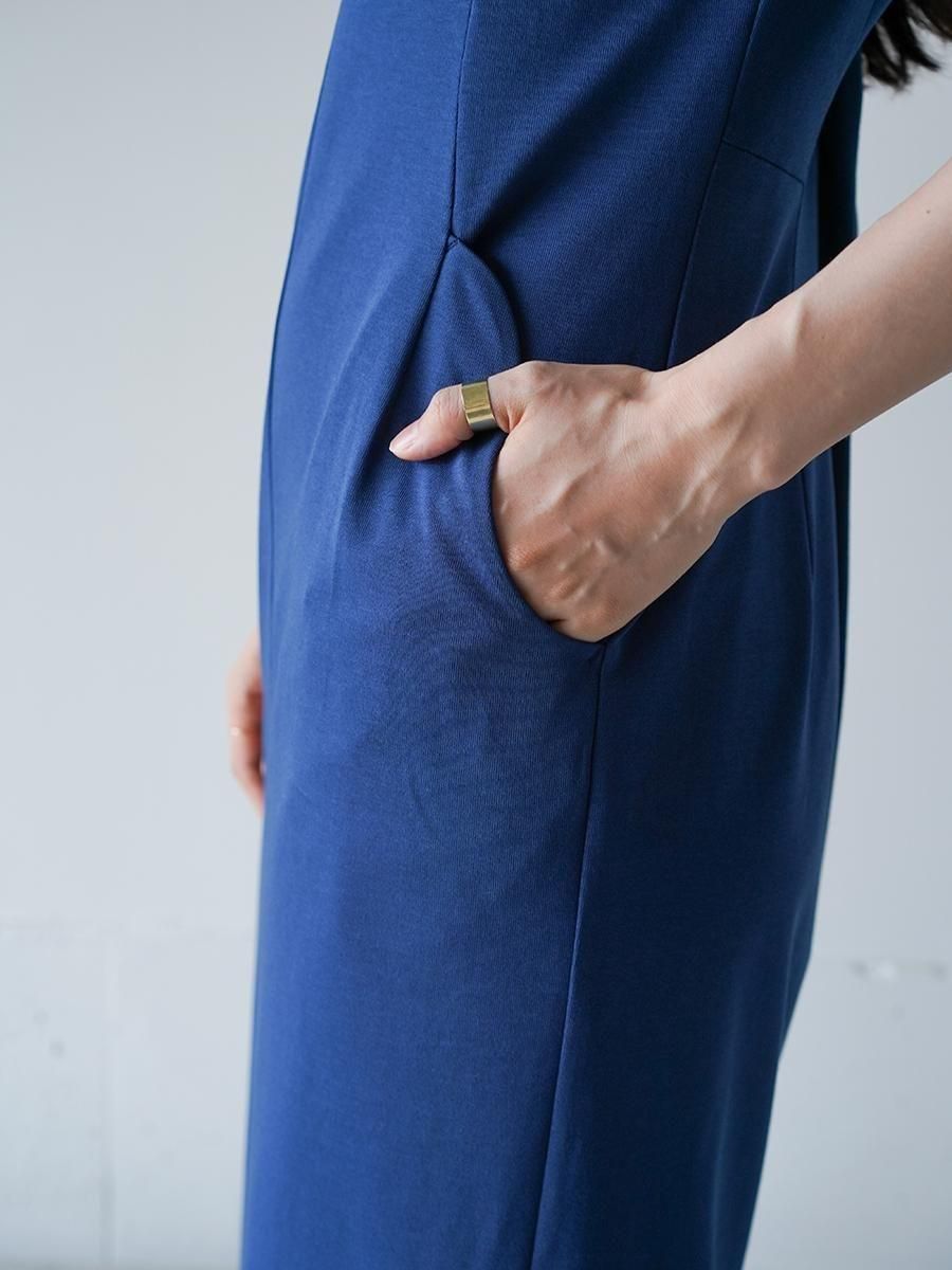 マメクロゴウチCotton Jersey Dressネイビー Mame Kurogouchi マメクロゴウチ Cotton Jersey Dres コットン