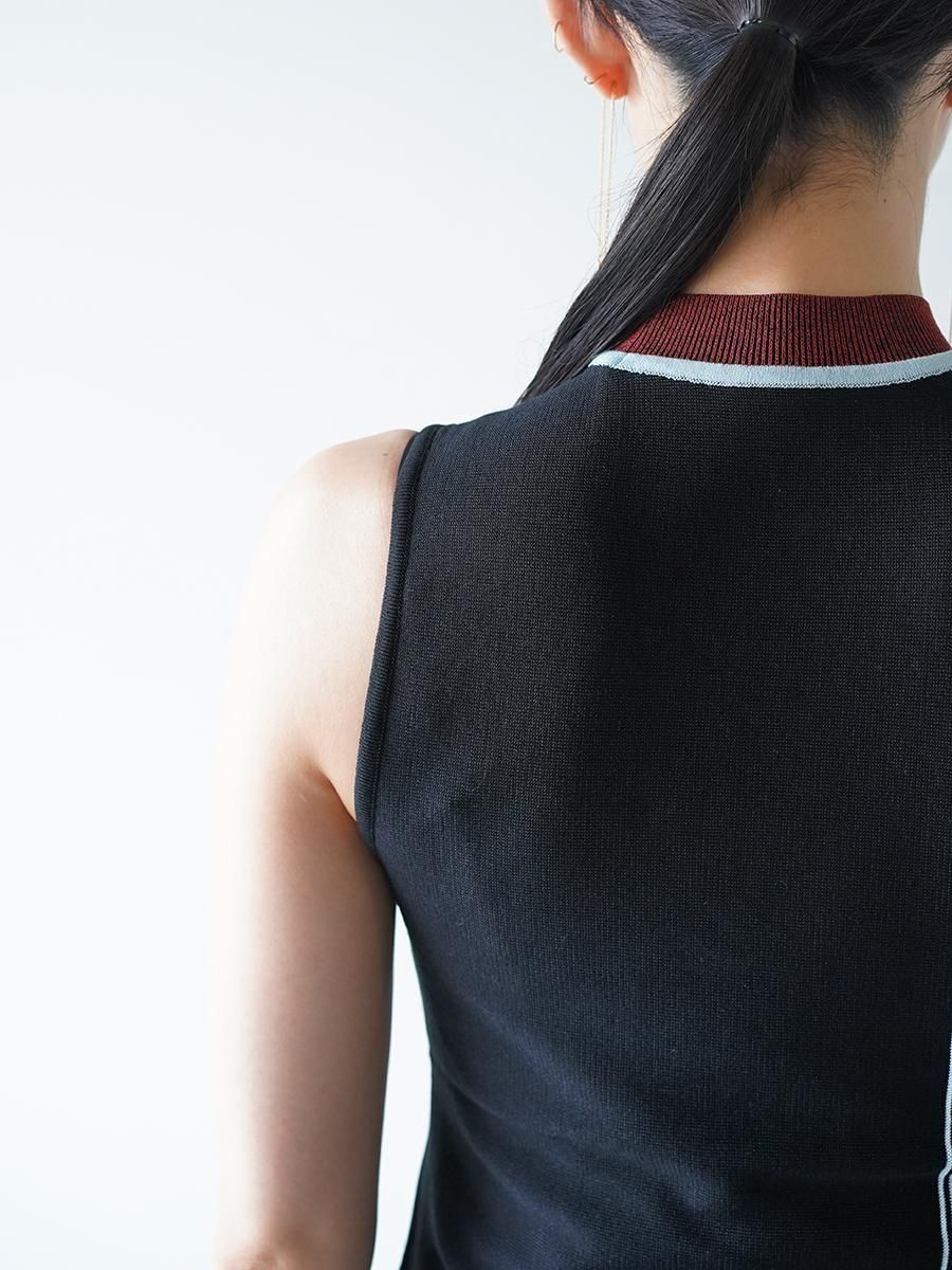 【美品】  Mame Kurogouchi / マメクロゴウチ | 2024AW | Random Ribbed Organic Cotton Sleeveless Top タンクトップ | 1 | ブラック | レディース Random Ribbed Cotton Cropped Top